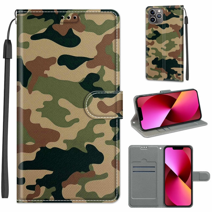 Estuche de cuero de PU con tapa horizontal y cierre magnético con dibujo de color de voltaje con soporte y ranuras para tarjetas
