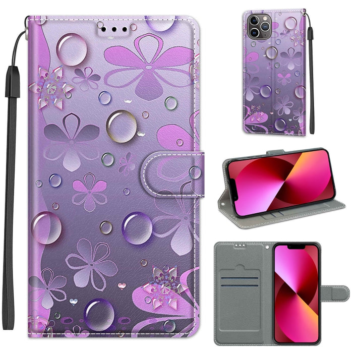 Estuche de cuero de PU con tapa horizontal y cierre magnético con dibujo de color de voltaje con soporte y ranuras para tarjetas