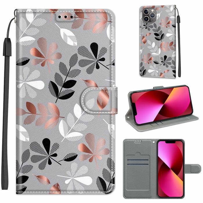 Estuche de cuero de PU con tapa horizontal y cierre magnético con dibujo de color de voltaje con soporte y ranuras para tarjetas