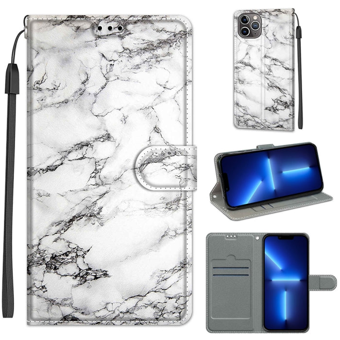 Estuche de cuero de PU con tapa horizontal y cierre magnético con dibujo de color de voltaje con soporte y ranuras para tarjetas