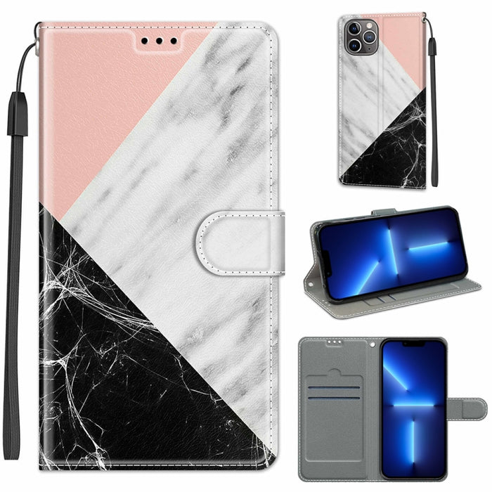Estuche de cuero de PU con tapa horizontal y cierre magnético con dibujo de color de voltaje con soporte y ranuras para tarjetas