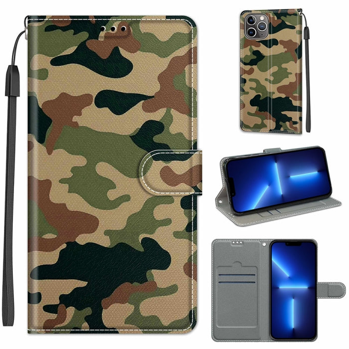 Estuche de cuero de PU con tapa horizontal y cierre magnético con dibujo de color de voltaje con soporte y ranuras para tarjetas