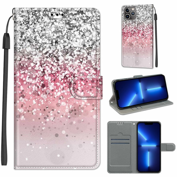 Estuche de cuero de PU con tapa horizontal y cierre magnético con dibujo de color de voltaje con soporte y ranuras para tarjetas