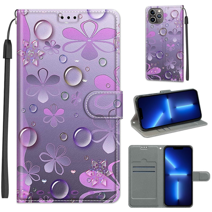 Estuche de cuero de PU con tapa horizontal y cierre magnético con dibujo de color de voltaje con soporte y ranuras para tarjetas