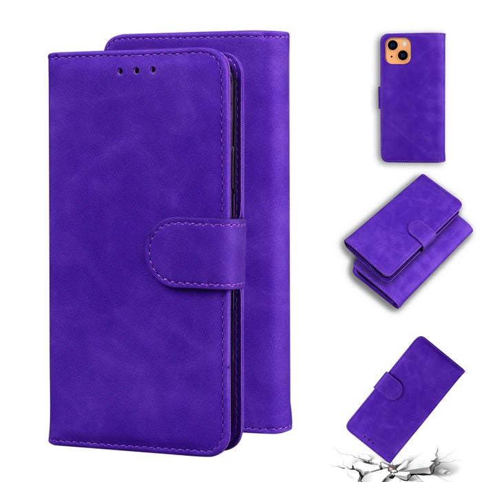 Skin Feel Pure Color Funda de cuero con tapa horizontal con soporte y ranuras para tarjetas y billetera