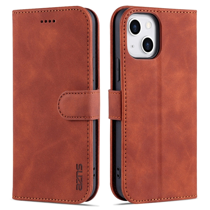AZNS Skin Feel Calf Texture Funda de cuero con tapa horizontal con ranuras para tarjetas y soporte y billetera