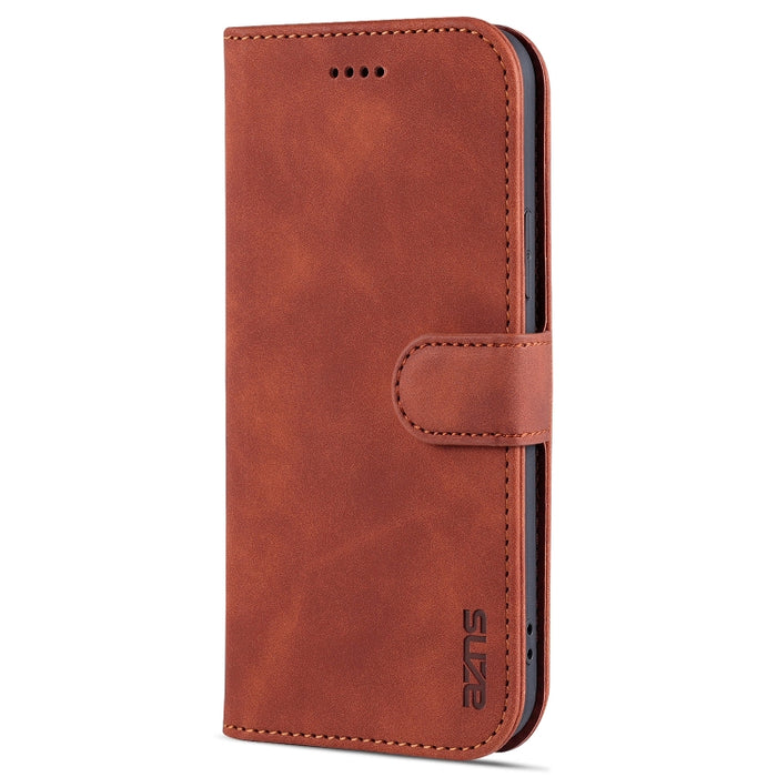 AZNS Skin Feel Calf Texture Funda de cuero con tapa horizontal con ranuras para tarjetas y soporte y billetera