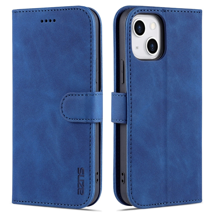AZNS Skin Feel Calf Texture Funda de cuero con tapa horizontal con ranuras para tarjetas y soporte y billetera