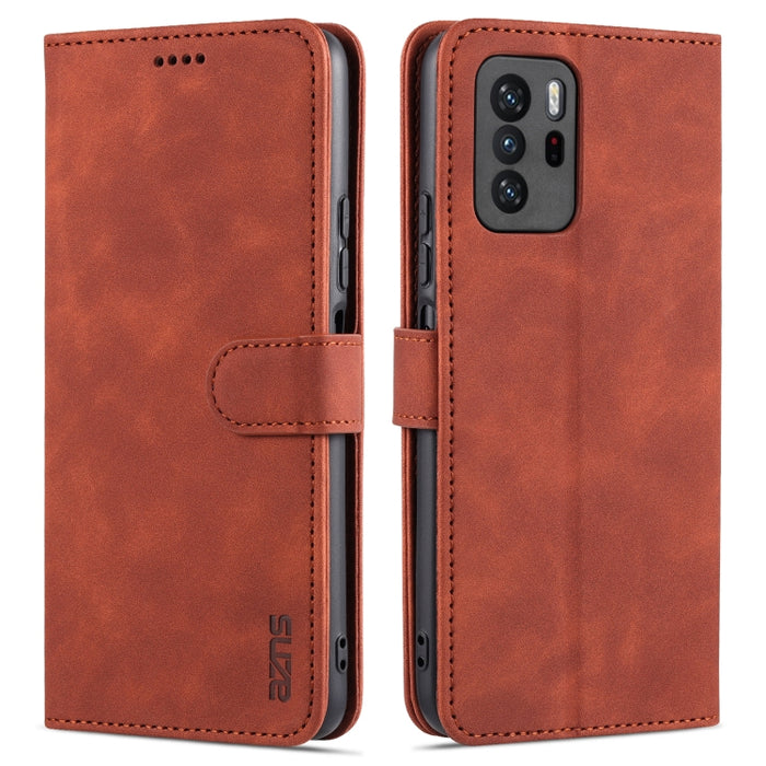 AZNS Skin Feel Calf Texture Funda de cuero con tapa horizontal con ranuras para tarjetas y soporte y billetera, For Xiaomi Redmi Note 9 Pro 5G, For Xiaomi Mi 10T Lite 5G, For Xiaomi Redmi Note 10 Pro 5G, For Xiaomi Poco X3 GT, For Xiaomi Mi 10S        ...