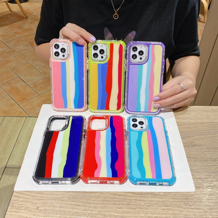 Estuche Rainbow TPU + PC Glass a prueba de golpes