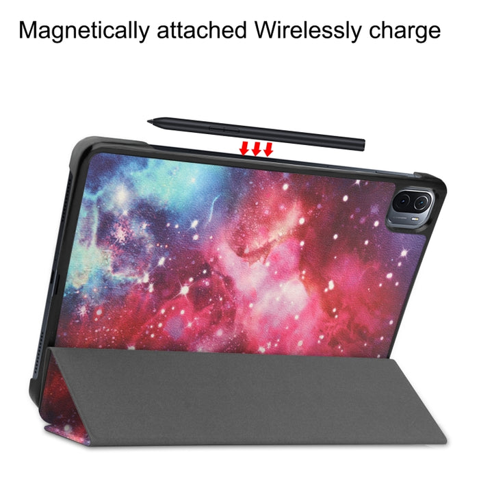 Estuche de cuero de PU pintado Custer con función de suspensión / activación y soporte de 3 pliegues, For Xiaomi Pad 5