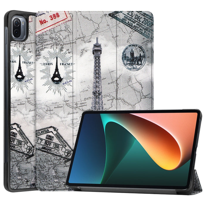 Estuche de cuero de PU pintado Custer con función de suspensión / activación y soporte de 3 pliegues, For Xiaomi Pad 5