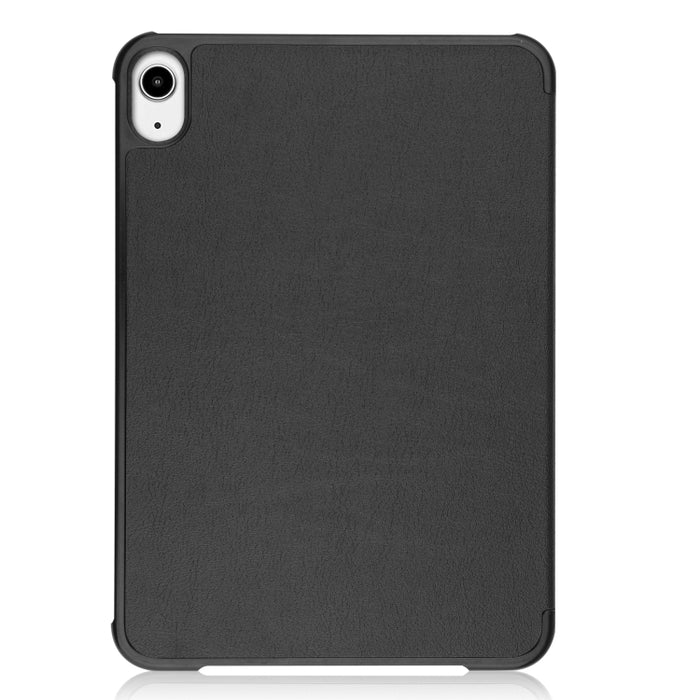 Estuche de cuero con tapa horizontal de textura Custer con soporte de tres pliegues y función de suspensión / activación
