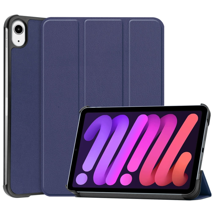Estuche de cuero con tapa horizontal de textura Custer con soporte de tres pliegues y función de suspensión / activación
