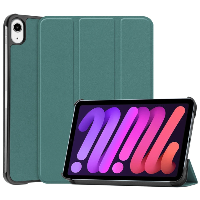 Estuche de cuero con tapa horizontal de textura Custer con soporte de tres pliegues y función de suspensión / activación