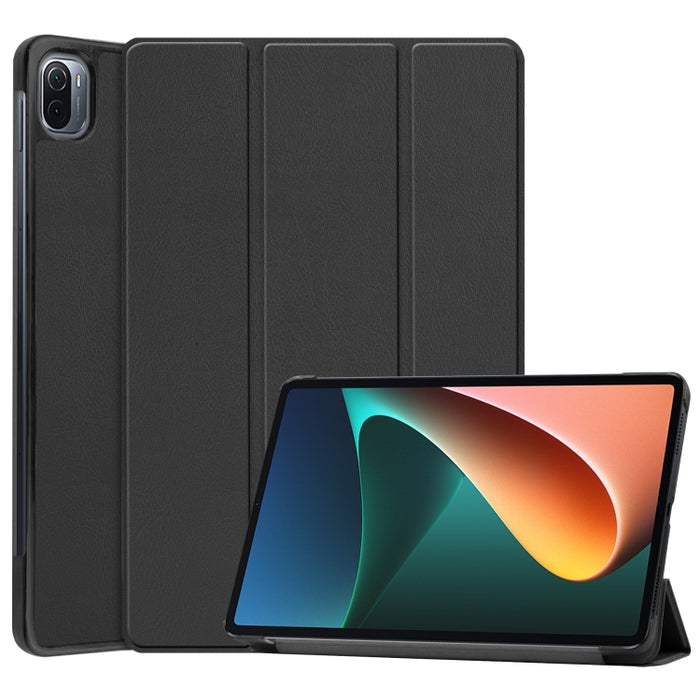 Estuche de cuero con tapa horizontal de textura Custer con soporte de tres pliegues y función de suspensión / activación, For Xiaomi Pad 5