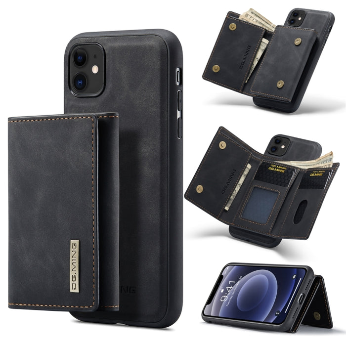 DG.MING Serie M1 Cartera para múltiples tarjetas de 3 pliegues + Funda trasera magnética Funda a prueba de golpes con función de soporte, For iPhone 11, For iPhone 11 Pro, For iPhone 11 Pro Max