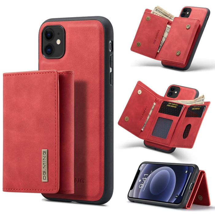 DG.MING Serie M1 Cartera para múltiples tarjetas de 3 pliegues + Funda trasera magnética Funda a prueba de golpes con función de soporte, For iPhone 11, For iPhone 11 Pro, For iPhone 11 Pro Max