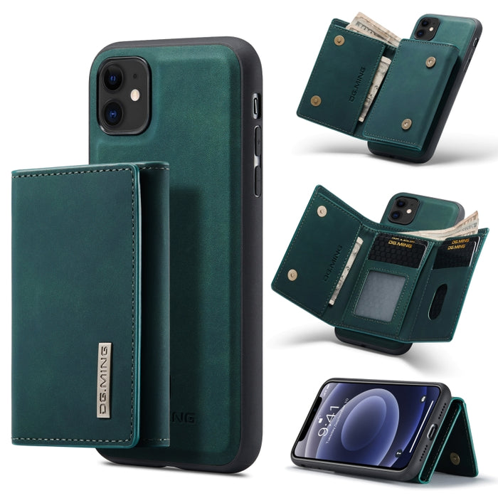 DG.MING Serie M1 Cartera para múltiples tarjetas de 3 pliegues + Funda trasera magnética Funda a prueba de golpes con función de soporte, For iPhone 11, For iPhone 11 Pro, For iPhone 11 Pro Max