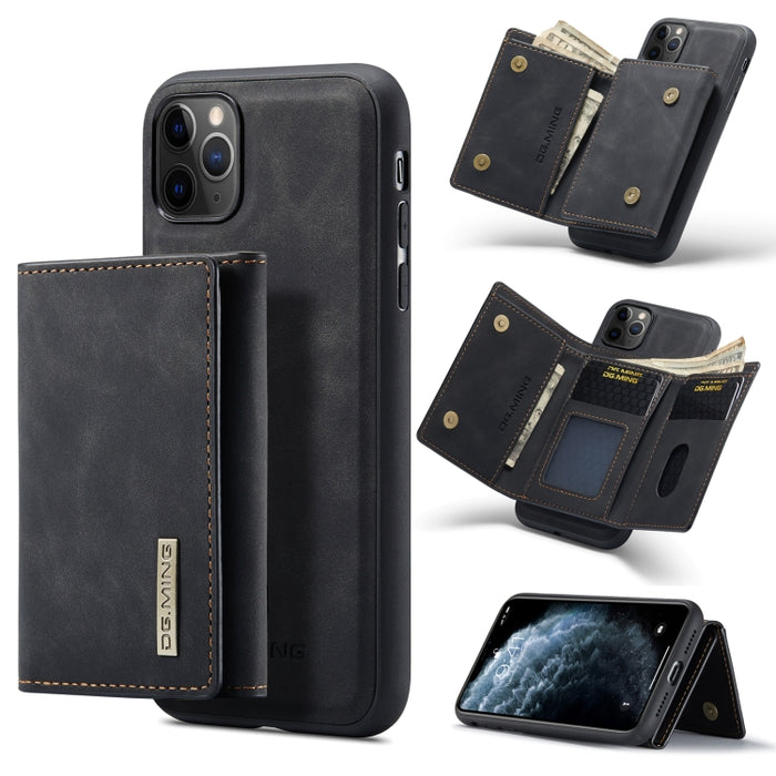 DG.MING Serie M1 Cartera para múltiples tarjetas de 3 pliegues + Funda trasera magnética Funda a prueba de golpes con función de soporte, For iPhone 11, For iPhone 11 Pro, For iPhone 11 Pro Max