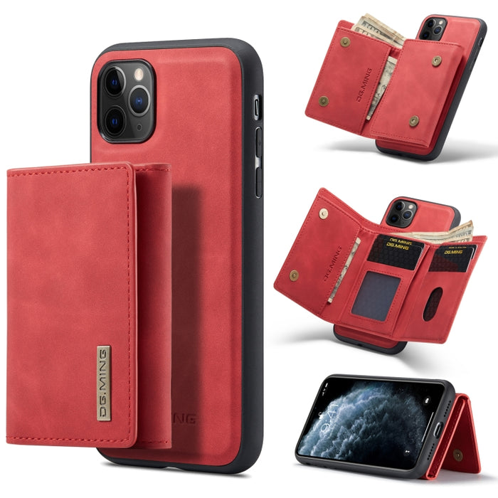 DG.MING Serie M1 Cartera para múltiples tarjetas de 3 pliegues + Funda trasera magnética Funda a prueba de golpes con función de soporte, For iPhone 11, For iPhone 11 Pro, For iPhone 11 Pro Max