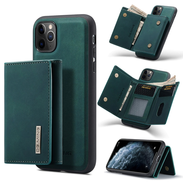 DG.MING Serie M1 Cartera para múltiples tarjetas de 3 pliegues + Funda trasera magnética Funda a prueba de golpes con función de soporte, For iPhone 11, For iPhone 11 Pro, For iPhone 11 Pro Max