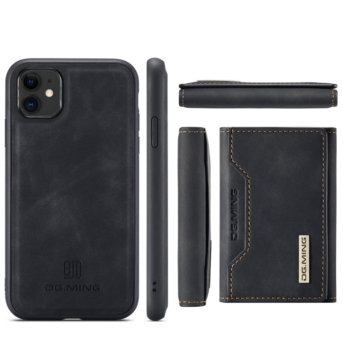 DG.MING Serie M2 Bolsa multitarjeta de 3 pliegues + Funda trasera magnética Funda a prueba de golpes con función de billetera y soporte, For iPhone 11, For iPhone 11 Pro, For iPhone 11 Pro Max