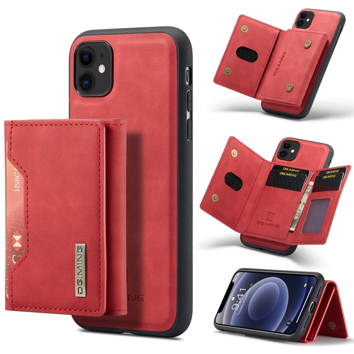 DG.MING Serie M2 Bolsa multitarjeta de 3 pliegues + Funda trasera magnética Funda a prueba de golpes con función de billetera y soporte, For iPhone 11, For iPhone 11 Pro, For iPhone 11 Pro Max