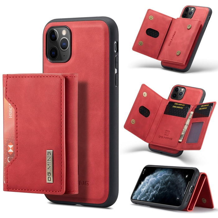 DG.MING Serie M2 Bolsa multitarjeta de 3 pliegues + Funda trasera magnética Funda a prueba de golpes con función de billetera y soporte, For iPhone 11, For iPhone 11 Pro, For iPhone 11 Pro Max