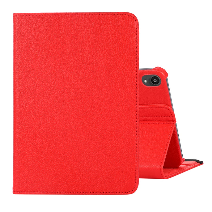Estuche de cuero con tapa con textura Litchi de rotación de 360 grados con soporte