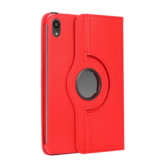 Estuche de cuero con tapa con textura Litchi de rotación de 360 grados con soporte