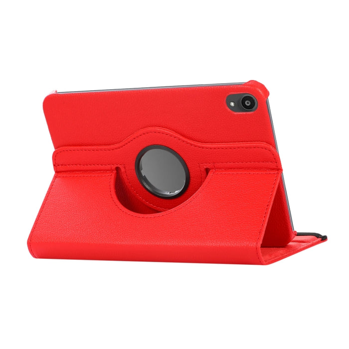 Estuche de cuero con tapa con textura Litchi de rotación de 360 grados con soporte