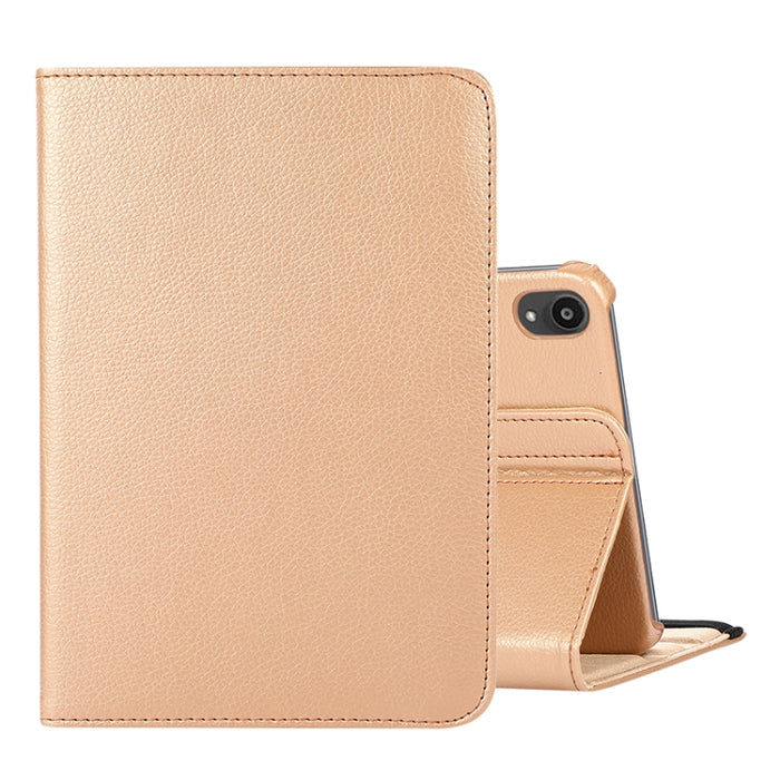 Estuche de cuero con tapa con textura Litchi de rotación de 360 grados con soporte