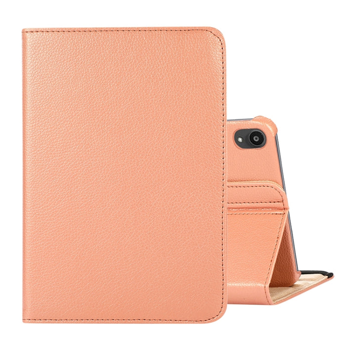 Estuche de cuero con tapa con textura Litchi de rotación de 360 grados con soporte