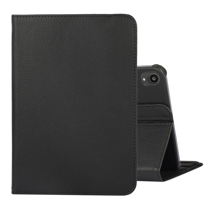 Estuche de cuero con tapa con textura Litchi de rotación de 360 grados con soporte