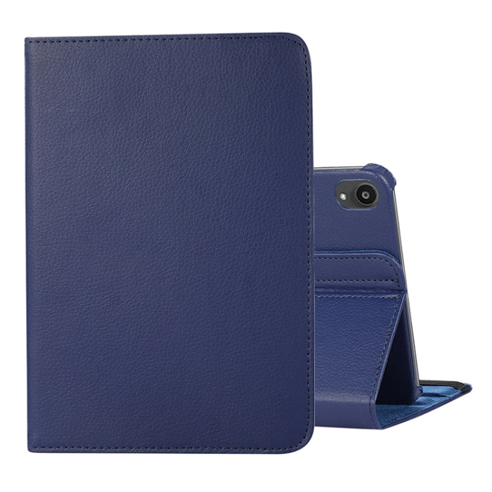 Estuche de cuero con tapa con textura Litchi de rotación de 360 grados con soporte