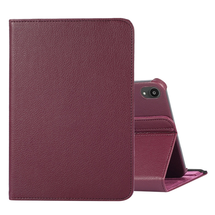 Estuche de cuero con tapa con textura Litchi de rotación de 360 grados con soporte