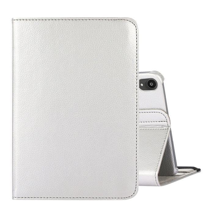Estuche de cuero con tapa con textura Litchi de rotación de 360 grados con soporte