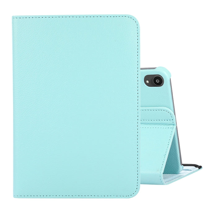 Estuche de cuero con tapa con textura Litchi de rotación de 360 grados con soporte