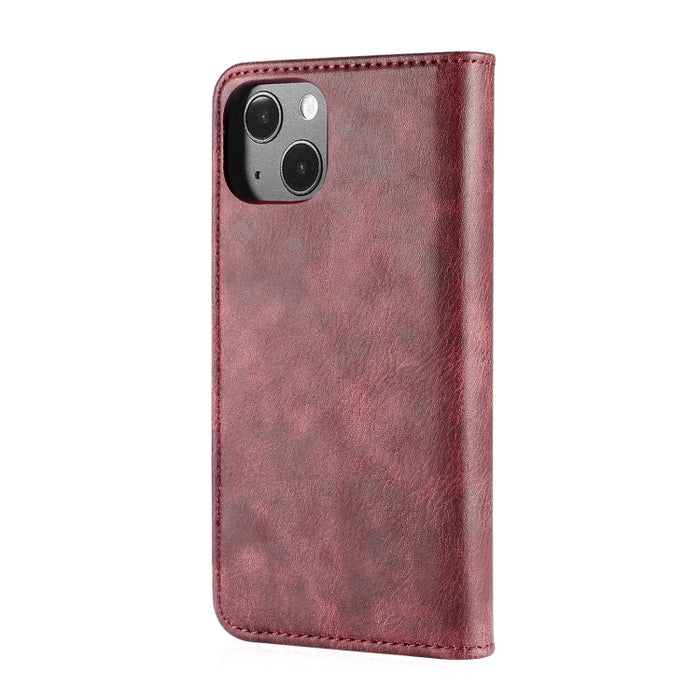 DG.MING Crazy Horse Texture Flip Estuche de cuero magnético desmontable con soporte y ranuras para tarjetas y billetera
