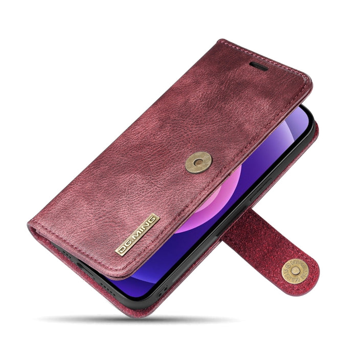 DG.MING Crazy Horse Texture Flip Estuche de cuero magnético desmontable con soporte y ranuras para tarjetas y billetera