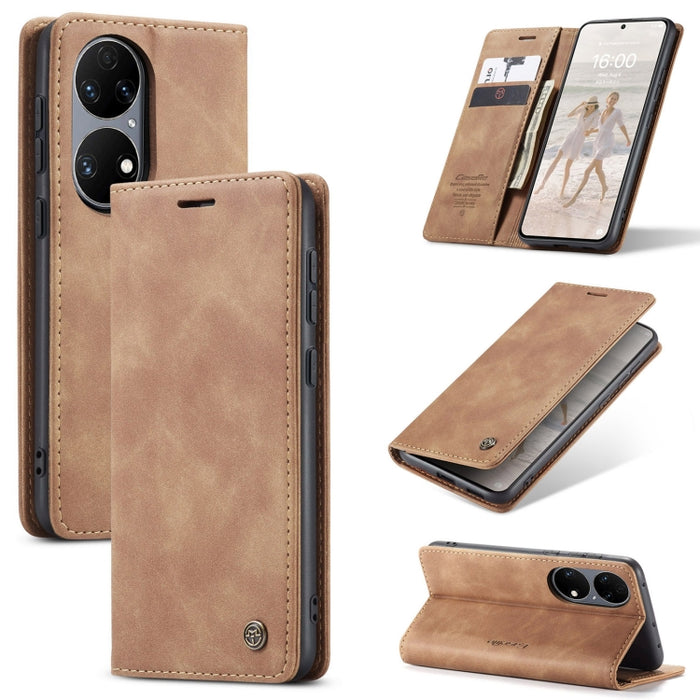 CaseMe 013 Estuche de cuero con tapa horizontal multifuncional con soporte, ranura para tarjeta y billetera, For Huawei P50, For Huawei P50 Pro, For Xiaomi Redmi Note 10 5G