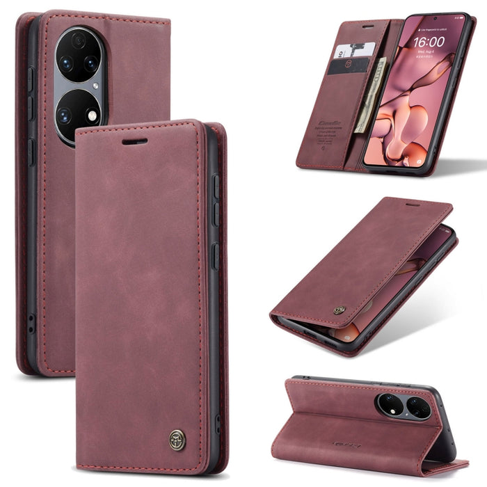 CaseMe 013 Estuche de cuero con tapa horizontal multifuncional con soporte, ranura para tarjeta y billetera, For Huawei P50, For Huawei P50 Pro, For Xiaomi Redmi Note 10 5G