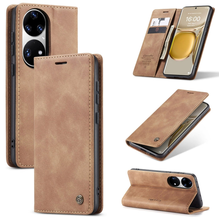 CaseMe 013 Estuche de cuero con tapa horizontal multifuncional con soporte, ranura para tarjeta y billetera, For Huawei P50, For Huawei P50 Pro, For Xiaomi Redmi Note 10 5G