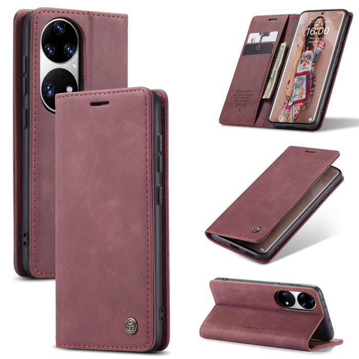 CaseMe 013 Estuche de cuero con tapa horizontal multifuncional con soporte, ranura para tarjeta y billetera, For Huawei P50, For Huawei P50 Pro, For Xiaomi Redmi Note 10 5G