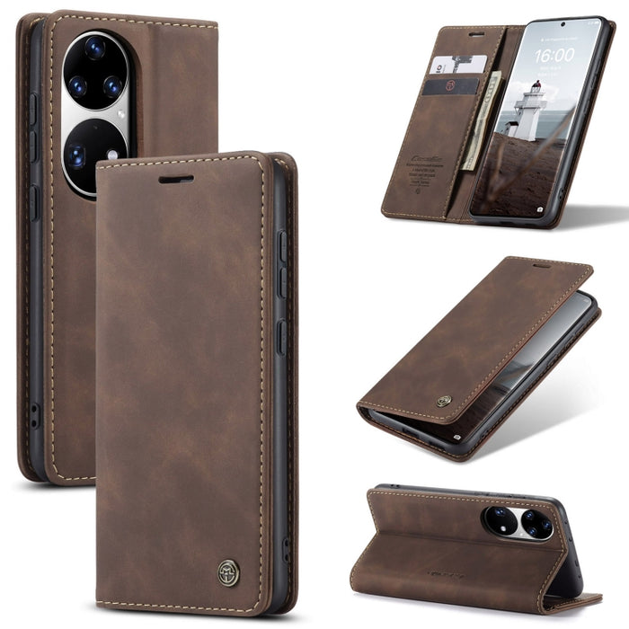CaseMe 013 Estuche de cuero con tapa horizontal multifuncional con soporte, ranura para tarjeta y billetera, For Huawei P50, For Huawei P50 Pro, For Xiaomi Redmi Note 10 5G