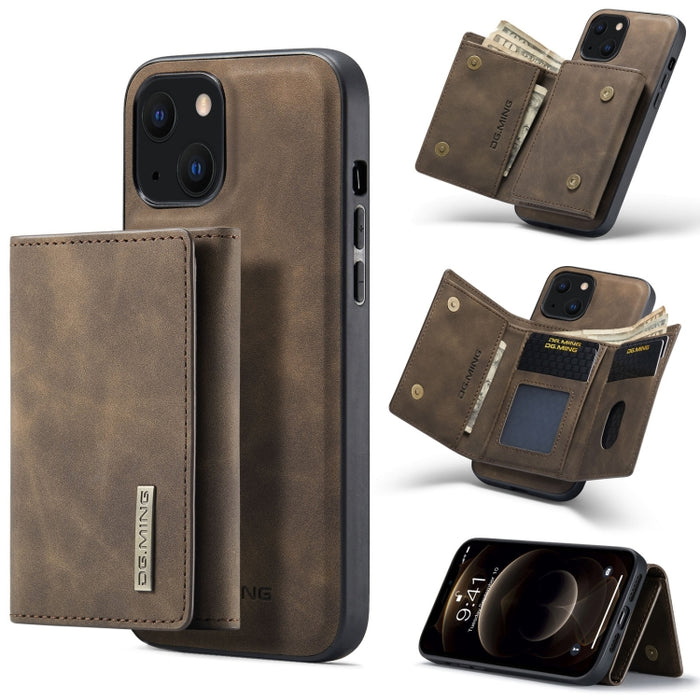 DG.MING Serie M1 Cartera para múltiples tarjetas de 3 pliegues + Estuche magnético a prueba de golpes con función de soporte