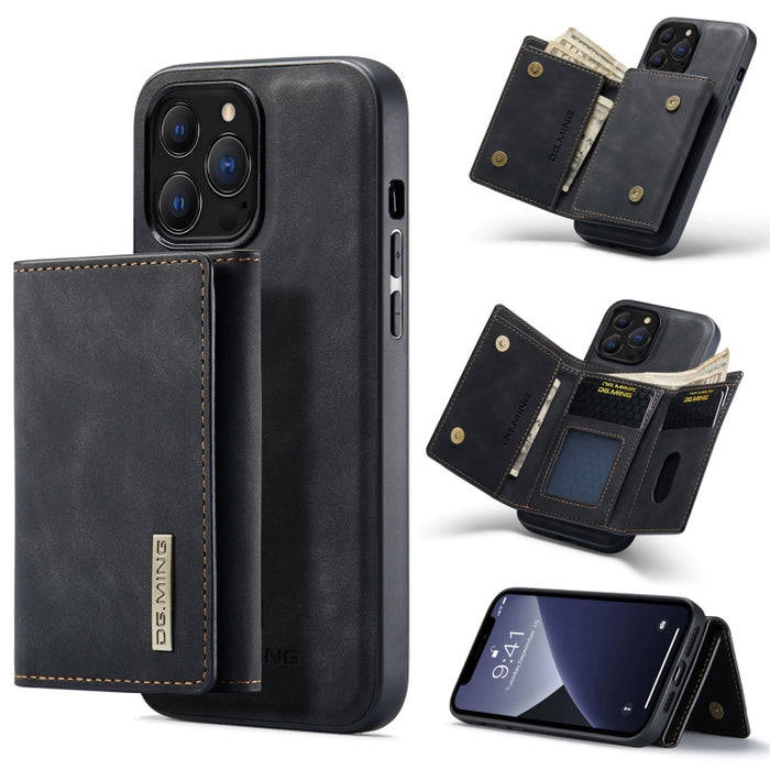 DG.MING Serie M1 Cartera para múltiples tarjetas de 3 pliegues + Estuche magnético a prueba de golpes con función de soporte