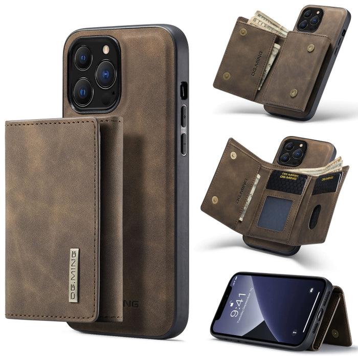 DG.MING Serie M1 Cartera para múltiples tarjetas de 3 pliegues + Estuche magnético a prueba de golpes con función de soporte