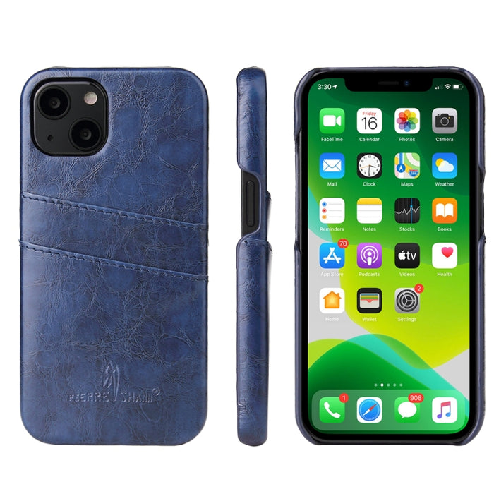 Funda de cuero PU con textura de cera de aceite retro Fierre Shann con ranuras para tarjetas, For iPhone 13, For iPhone 13 Mini, For iPhone 13 Pro, For iPhone 13 Pro Max